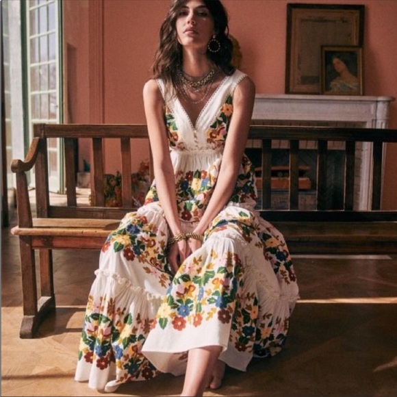 NWT Sezane Reetika Dress multicolor floral 38 / 6 - Picture 5 of 9